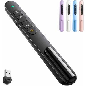 QUI Presentation Clicker for PowerPoint, RF 2.4GHz USB Wireless Presenter Remote with Volume Control, PowerPoint Clicker Slide Advancer for Mac, Windows, Laptop, Keynote, Black