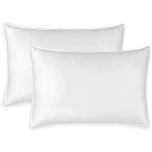 Queen Pillowcases by Pure Bamboo, Genuine 100% Organic Viscose Derived from Bamboo, Luxuriously Soft & Cooling, Double Stitching, Envelope Closure (2 Queen Pillowcases, White) 35"/20"