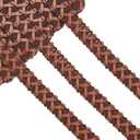 BENECREAT 15 Yard Coffee Brown Faux Leather Braid Trims, 1/2 inch Wide Flat Braided Genuine Leather Braid Strap for Home Decor DIY Sewing Craft
