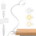 iZELL Book Light, Clip on Reading Light with Flexible Gooseneck, Dimmable LED Lamparas Clamp on Workbench Desk for Studying Painting Crafting Drawing Makeup Nail Tech Puzzle Task - 27.6 White