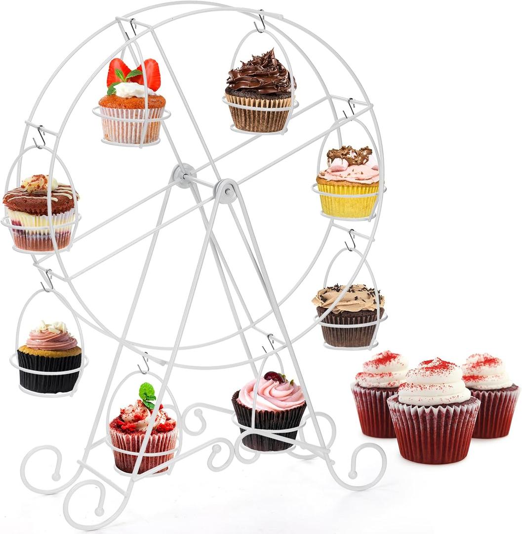 SOUJOY Ferris Wheel Cupcake Stand, Small Cupcake Serving Holder for Carnival and Circus Theme Party, Mini Cupcake Display Rack for Candy Cupcake Cookies Dessert Wedding Party Furnishing