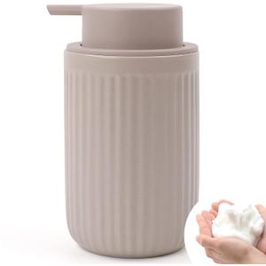 BosilunLife Foam Hand Soap Dispenser - Ceramic Foaming Soap Dispenser for Bathroom 12oz Refillable Liquid Lotion Soap Dispenser with Rust-Proof Foaming Pump for Countertop
