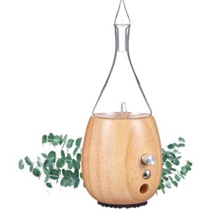 Raindrop 2.0 Aromatherapy Diffuser for Essential Oil, Waterless Glass Nebulizer w/Auto-Off Switch, BPA Free - Lightwood