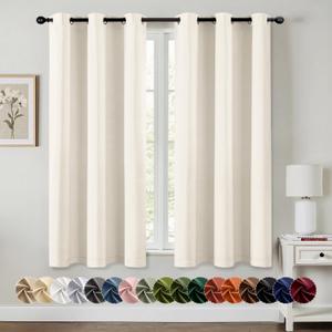 MIULEE Beige White Blackout Curtains for Bedroom Living Room 63 Inches Long 2 Panels, Thermal Insulated Room Darkening Drapes Grommet Noise Reducing Light Blocking Window Treatments 40x63 Inch