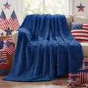 Horaldaily 4th of July Blanket Throw, Blue Stars Patriotic Independence Memorial Day Soft Fuzzy Plush Faux Fur Cozy Blankets for Couch Sofa Bed Lounging, Ideal Gifts for Kids Adults Self, 50x60