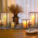 Phosphor 6 PCS Glass Hurricane Candle Holder, Black Glass Candle Holder for Wedding Party Christmas Or Home Decor