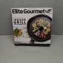 Elite Gourmet EMG1100 11" Electric Indoor Nonstick Grill Dishwasher Safe, Cool Touch, Fast Heat Up Ideal Low-Fat Meals, Includes Tempered Glass Lid, Black