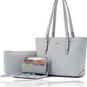 Purses And Wallets Set For Women Work Tote Satchel Handbags Shoulder Bag Top Handle Totes Purse With Matching Wallet (A102-3pcs/Set Grey)
