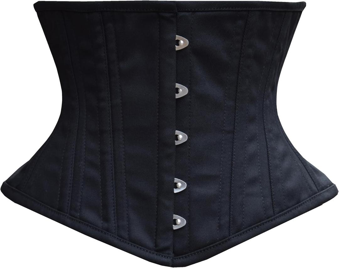 Women's Underbust Waist Training Steel Boned Corsets Heavy Duty Womens Corsets (Small, Cotton Black)