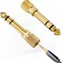 VCE 6.35mm Male to 3.5mm Female 1/4 inch to 1/8 inch 24K Stereo Audio Jack Adapter for Aux Cable, Guitar Amplifier, Headphone, 2 Pack