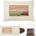 USlixury Organic Buckwheat Pillow for Sleeping with Extra Organic Pillowcase and Hulls, 15"X19" Buckwheat Hull Pillow, Adjustable Height and Firmness, Firm Neck Support for Side Sleepers, Cool, White