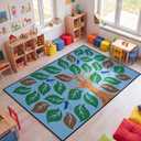 Drydiet 11.8 x 6.6 ft Classroom Rug Elementary Daycare Larg Rug Nature Tree
