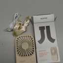 JISULIFE Handheld Mini Lash Fan with Bracket, Small Portable USB Rechargeable Personal Makeup/Eyelash Fan with 3 Speeds for Women Mom Girls Office Outdoor Travel Beige