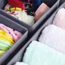 homyfort Dresser Drawer Organizer, Foldable Cloth Storage Box Closet Cube Basket Bins Containers Divider with Drawers for Underwear, Bras, Socks, Ties, Scarves, Set of 6, Grey
