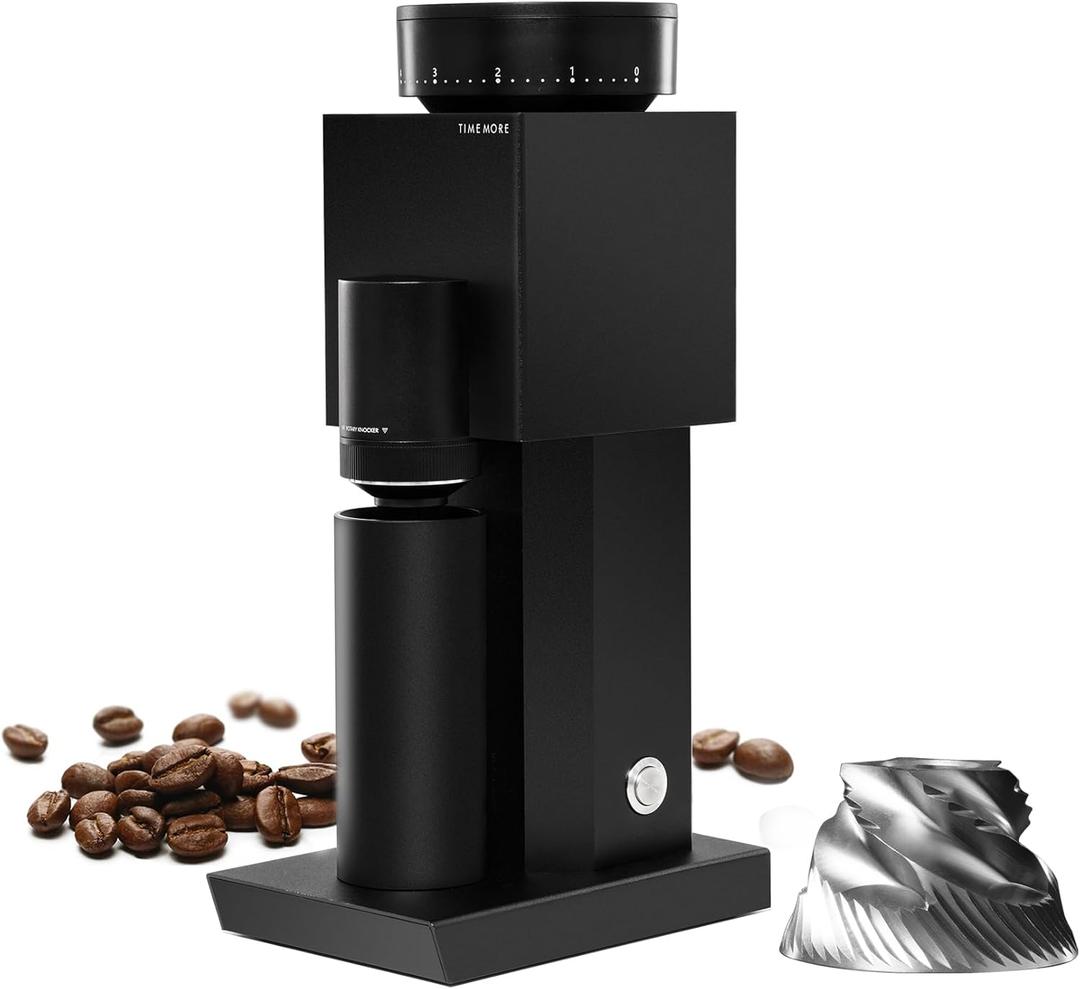 TIMEMORE Bricks 01S Electric Coffee Grinder, 150 Adjustable Settings, High-Performance Motor for Consistent Grind, Stainless Steel Easy Clean Design, Perfect for Espresso Pour-Over French Press, Black