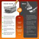HOUSE AGAIN Grill Brush Bristle Free, 304 Stainless Steel Food-Grade Brush Head with Scraper, Safe BBQ Outdoor Grill Cleaning Brush Strong Barbecue Brush Cleaner Non Wire for Grill Grate/Wooden Handle