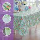 Newbridge Easter Cotton Tail Bunny Party Vinyl Flannel Backed Spring Tablecloth - Cottage Style Bunny Rabbit, Easter Egg & Floral Wipe Clean Easy Care Vinyl Tablecloth, 52" x 52" Square