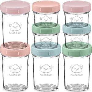 KeaBabies 4pk 8oz & 4pk 4oz Glass Baby Food Containers with Lids - Leak-Proof,Microwavable Small Glass Jars,Baby Purees & Toddler Snack Storage Containers,BPA-Free,Dishwasher & Freezer Safe(Musk Dusk)