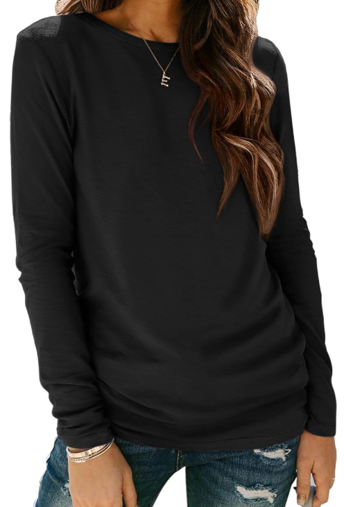 ATHMILE Womens Long Sleeve Shirts Basic Tee Fall Trendy Spring Top Business Casual Beach Vacation Workout 2026 Fashion XL