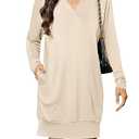 Totatuit Winter Dresses for Women 2025 Hoodie Dress Casual Oversized Sweatshirt Dress Apricot ,Small