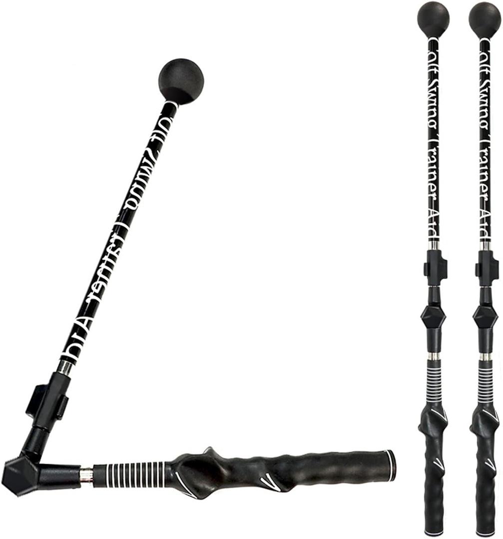 Golf Swing Trainer, Portable Golf Training Aid to Improve Hinge, Forearm Rotation, Shoulder Turn – Beginners Improve Golf Swing Exerciser Training Aid Adjustable Lightweight, (Black)