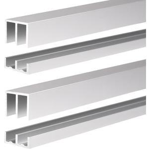 2 Sets Metal Sliding Door Track Set for 1/4" Thick Panels Glass Cabinet Door Window Sliding Track, Size 48 x 0.79 inches (Silver), 48in-2set