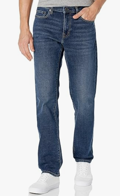 Mens Straight-Fit Stretch Jean (36W x 32L, Washed Grey)