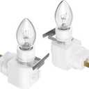 360-Degree Rotating Night Light Socket with Switch, 7W C7 Bulb Compatible, White Lamp Holder with Metal Clip, Wall Corner Decorative Light Adapter(White, 2-Pack)