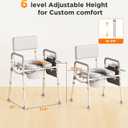 Bedside Commode with Padded Seat & Backrest, Aluminum Toilet with 6.5 qt Bucket, Easy-Clean, 350 lb Capacity Enhanced Crossbar, Portable Toilet for Seniors with Paper Holder & Newspaper Bag