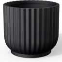 Kante Small Round Pedestal Black Concrete Planter 11" Dia, Outdoor, 11"w x 9.8"h