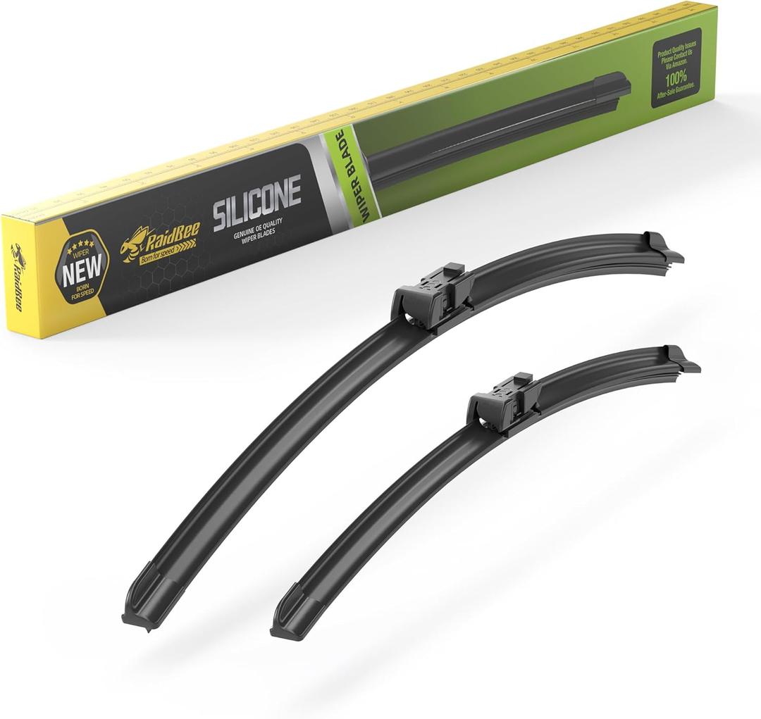 Raidbee 2 Silicone Windshield Wiper blades Replacement for Volkswagen Jetta 2007-2010,CC 2009-2012,GTI 06-12,Eos 06-16 +More OEM Quality Windshield Wiper Blades Set 24"+19" (pack of 2) Top Lock