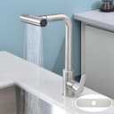 Kitchen Faucet with Pull Down Sprayer SUS304 Stainless Steel Waterfall Kitchen Sink Faucet 4 Functions Brushed Nickel Pull Out Kitchen Sink Faucets Utility Rv for 1 or 3 Hole Sink, KF2-BN