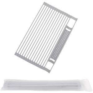 Route Kitch Roll Up Dish Drying Rack, Silicone All Inclusive Portable Drainer for Kitchen Sink Counter