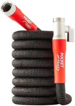 Pocket Hose Silver Bullet 2.0 Expandable Garden Hose 25-FT with Turbo Shot Nozzle, AS-SEEN-ON-TV, Lead-Free, Solid Aluminum Connectors, Easy On/Off Valve, Kink-Free, Leak-Proof