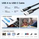 USB C Charger Cable 1m 3.1A Type C Cable Fast Charging, Braided USB A to USB-C Phone Charger Cable USBC for iPhone 16 15 Pro, Galaxy S25 S24 Ultra, Pixel 9, iPad Air, Switch, Steam