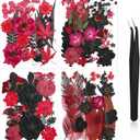 Nuanchu Black Red Dried Pressed Flowers for Crafts Christmas Dried Flowers Real Natural Pressed Wildflowers with Tweezer for Resin Mold Scrapbooking Nail Soap Candle Card Making Cake DIY Art Jewelry