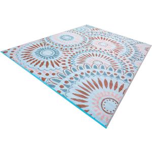Reversible Outdoor/Indoor Plastic Straw Rugs Waterproof Portable Mat Easy to Clean Outdoor Patio Mat,Perfect for Garden, Patio, Picnic, Decking-Blue,8x10Ft