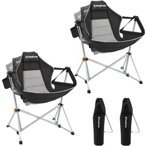 KingCamp Hammock Camping Chair, Swinging Portable Camp Chairs for Adults, 400lbs Heavy Duty Oversized Folding Rocking Chair with Adjustable Recline, Aluminum Alloy Frame for Outdoor Patio Beach Sport