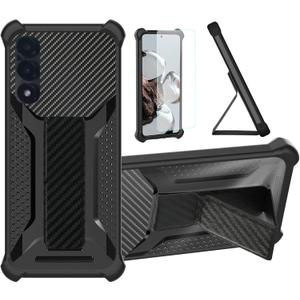 bojioderf for Vortex C24 Case Compatible for Vortex C24 Phone Case Stand Cover [with Tempered Glass Screen Protector] Hybrid Case [Folding Support Magnetic] Black