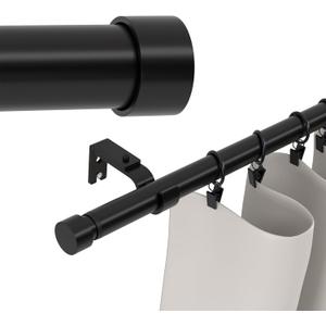 Curtain Rods Extra Long 200 inches, Heavy Duty Curtain Rod for Windows 120-200 inch, 1-inch Drapery Rod for Outdoor Patio, Sliding Door, Living Room, Bedroom, Black Adjustable Curtain Pole 10-16.5ft