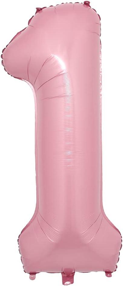 32 inch Pink Foil Number Balloon 0 1 2 3 4 5 6 7 8 9 Birthday Party Baby Shower Wedding Decoration Festival Ballon (32 inch Pink 1)