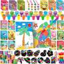 BenLouis 96Pcs Hawaiian Luau Party Favors Aloha Summer Tiki Theme Coloring Books Crayons Sticker Set Bulk for Kids Beach Pool Birthday Goodie Bag Stuffer Classroom Gifts Rewards Craft Pinata Fillers