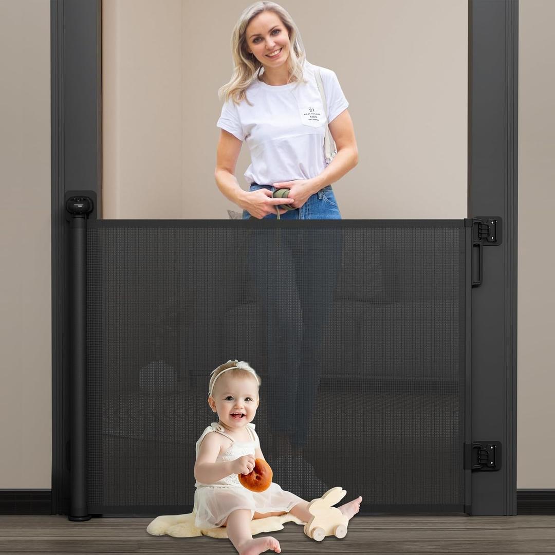 Babepai Baby Gate - No Drill, Punch Free Retractable, Extends to 54" Wide, Stair & Doorway Gate for Indoor/Outdoor Use