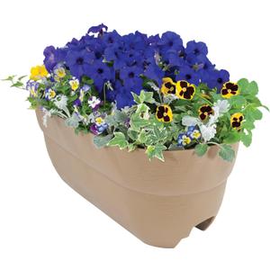 EMSCO Group Bloomers Railing Planter with Drainage Holes  24" Weatherproof Resin Planter  Sand