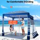 VEVOR Beach Cabana, 8 x 8 ft Beach Canopy with Side Wall, UPF 50+ Protection Easy Setup Cabana Tent with Sand Pockets, Adjustable Height Portable Shade Sun Shelter Umbrella for Family, Navy Stripes
