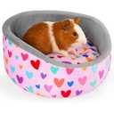 Glittme Guinea Pig Bed Soft Rabbit Beds with Thick Removable Mat Bunny Beds Machine Washable Guinea Pigs Accessories Cozy Guinea Pigs House for Rabbit, Ferret, Round Cuddler Cup Bed