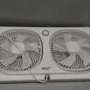 Comfort Zone Twin Window Fan with Reversible Airflow Control, 9 inch, Auto-Locking Expanders, 2 Speed Fan, Dual Fan, Exhaust, Airflow 9.84 ft/sec, Ideal for Home, Kitchen, Bedroom & Office, CZ319WT