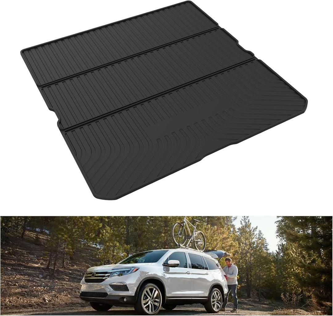 KIWI MASTER Folding Cargo Trunk Mat for 2016-2025 Honda Pilot OEM Replacement 08U45-TG7-100 All Weather Rear Tray Trunk Liner TPE Slush Mats Black
