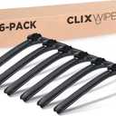 ClixWipers 18-Inch Windshield Wiper Blades – 6 Pack Automotive Replacement Windshield Wiper Blades, All-Weather Car Accessories, Fits J-Hook, Pinch Tab & Top Button Wiper Arms