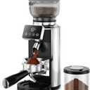 Neretva Burr Coffee Grinder, 2 in 1 Professional Espresso Grinder Stainless Steel Suit 51~58mm Portafilter Coffee Bean Grinder 30 Precise Setting & Anti-Static for Espresso/French Press/Drip/Cold Brew (Silver)